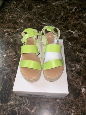 The Drop - Lime Green Espadrille Platform Sandals